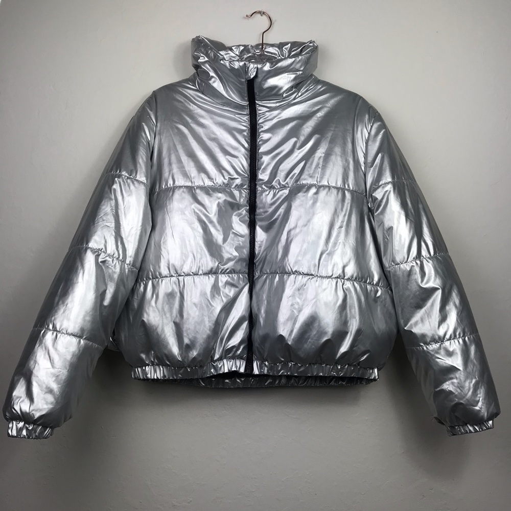 NWOT Wild Fable Metallic Silver Puffer Jacket XL